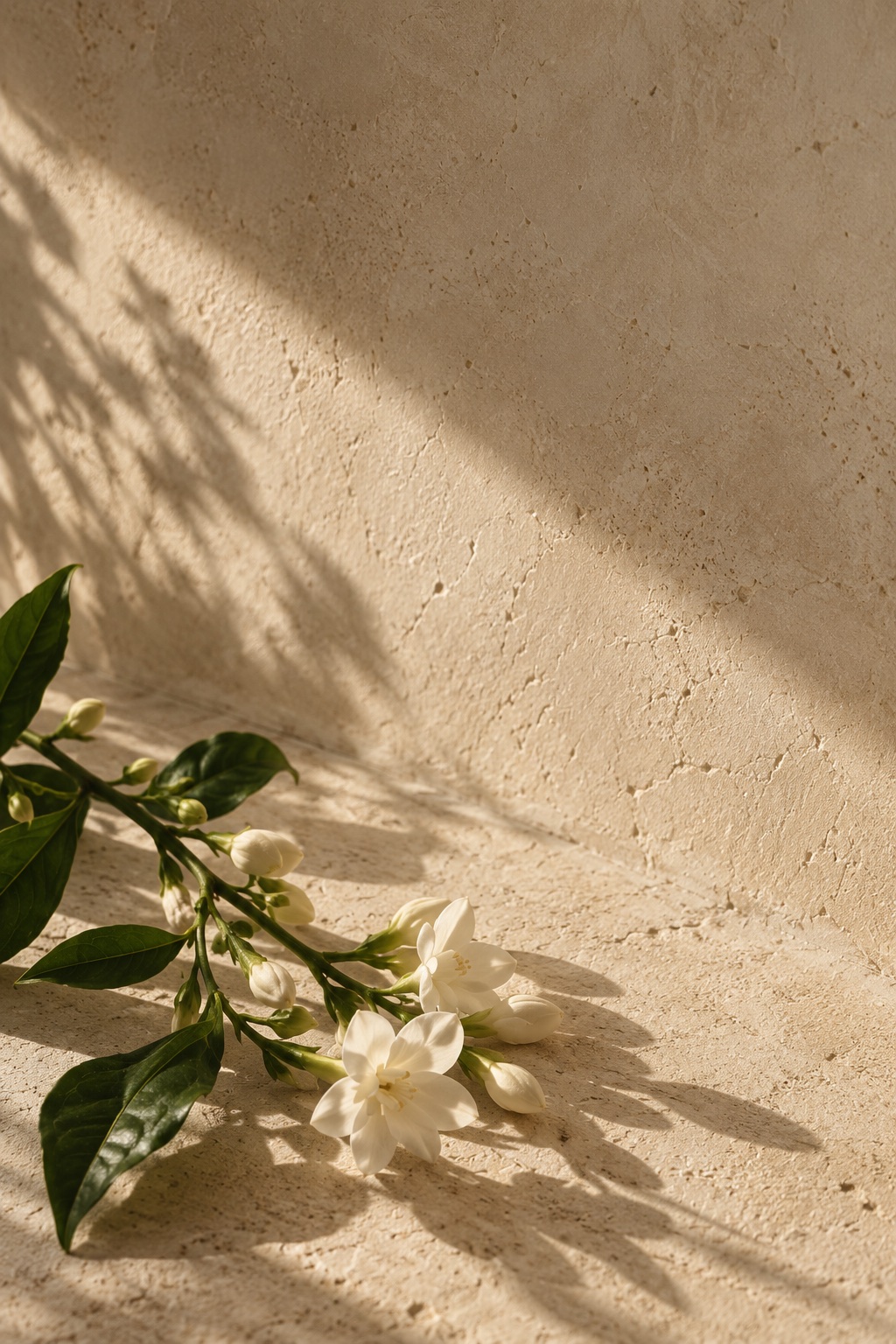 Jasmine, stone and warm afternoon shadow